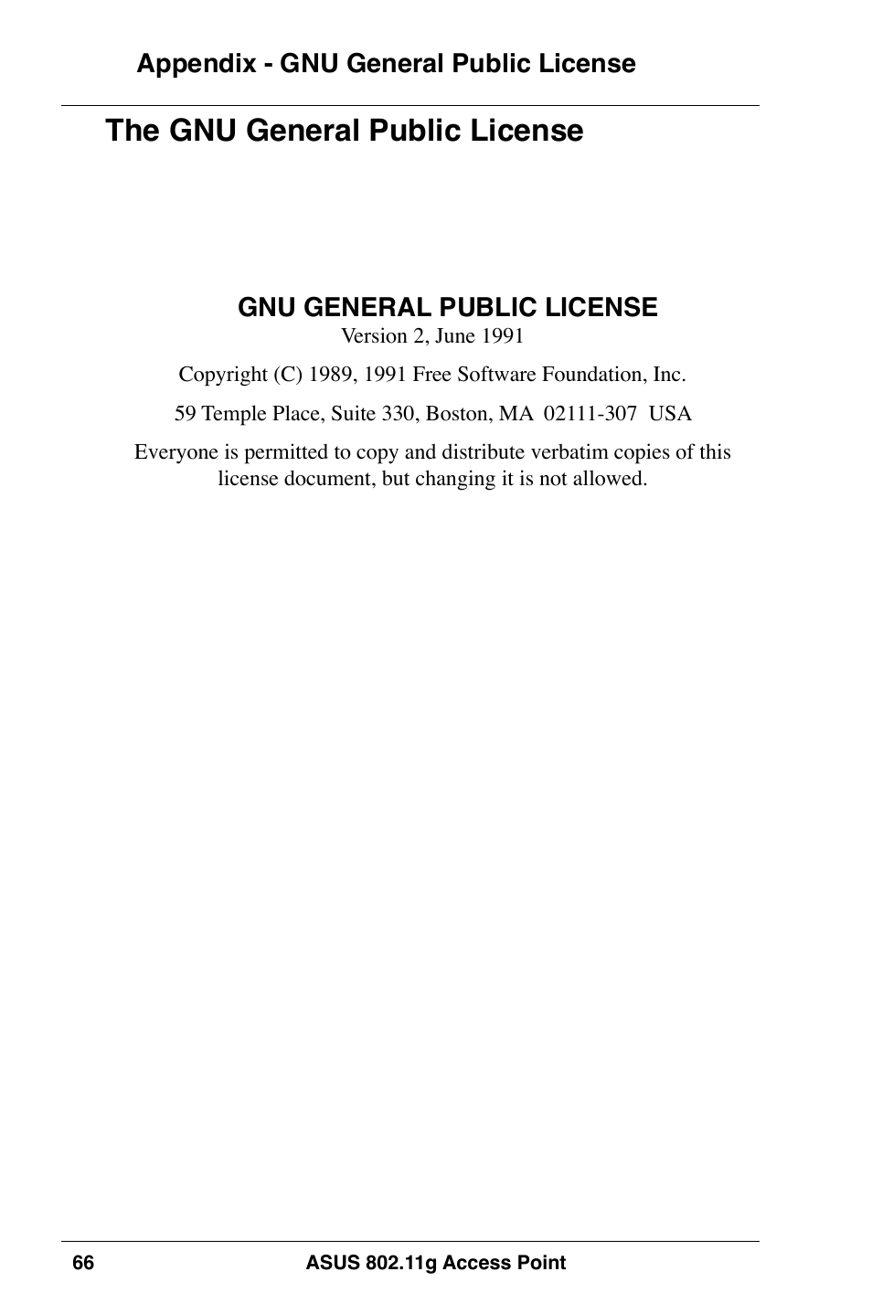 The gnu general public license | Asus WL-320gE User Manual | Page 66 / 74