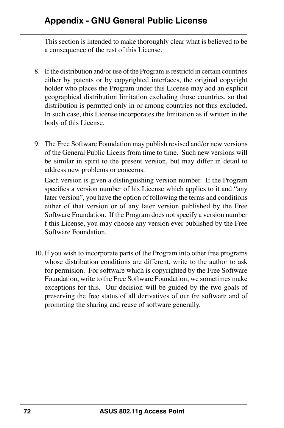 Appendix - gnu general public license | Asus WL-320gE User Manual | Page 72 / 74