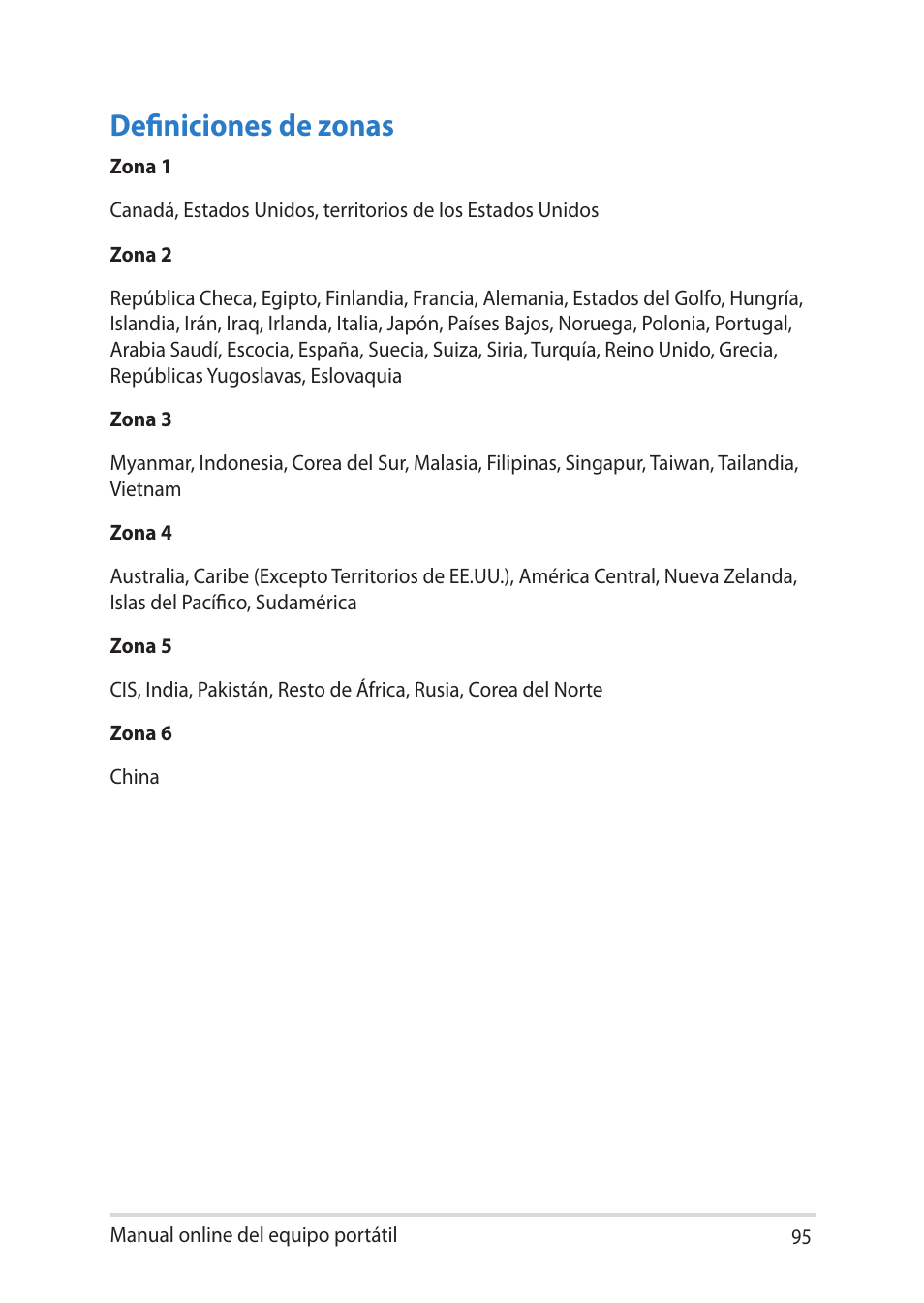 Definiciones de zonas | Asus UX301LA User Manual | Page 95 / 114