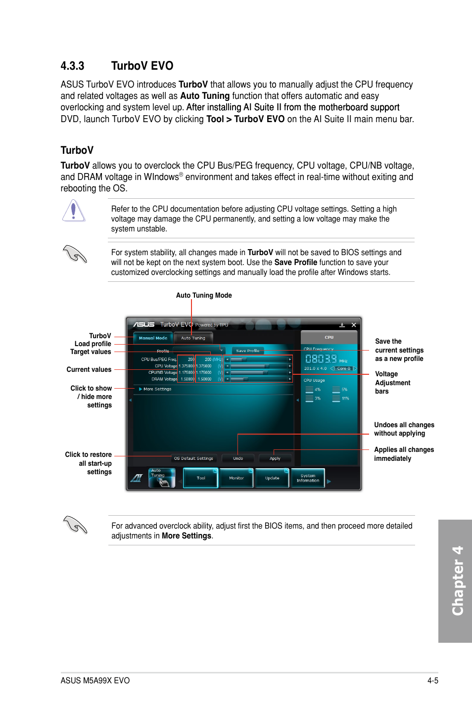 3 turbov evo, Turbov evo -5, Chapter 4 | Turbov | Asus M5A99X EVO User Manual | Page 107 / 138