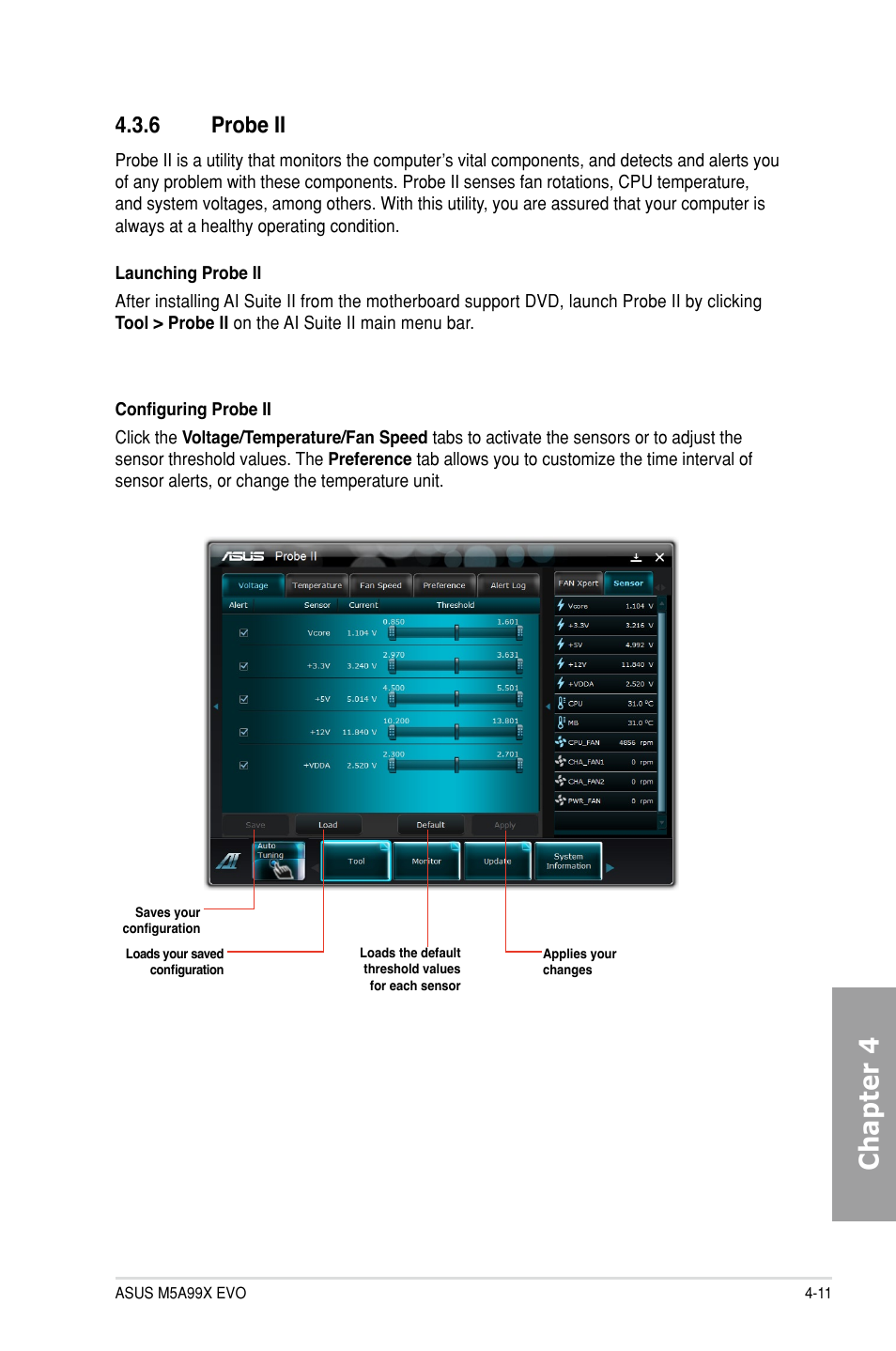 6 probe ii, Probe ii -11, Chapter 4 | Asus M5A99X EVO User Manual | Page 113 / 138