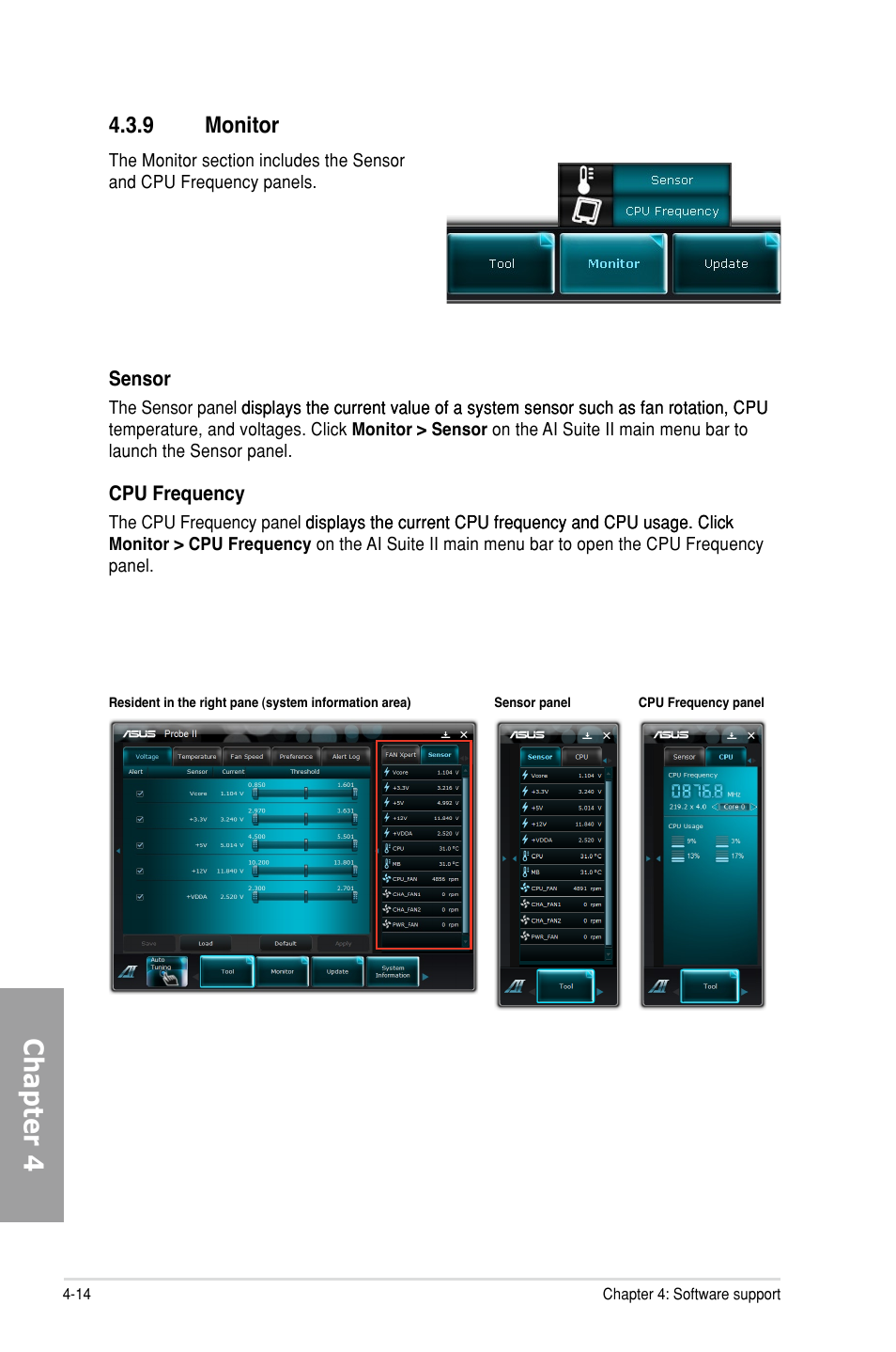 9 monitor, Monitor -14, Chapter 4 | Asus M5A99X EVO User Manual | Page 116 / 138