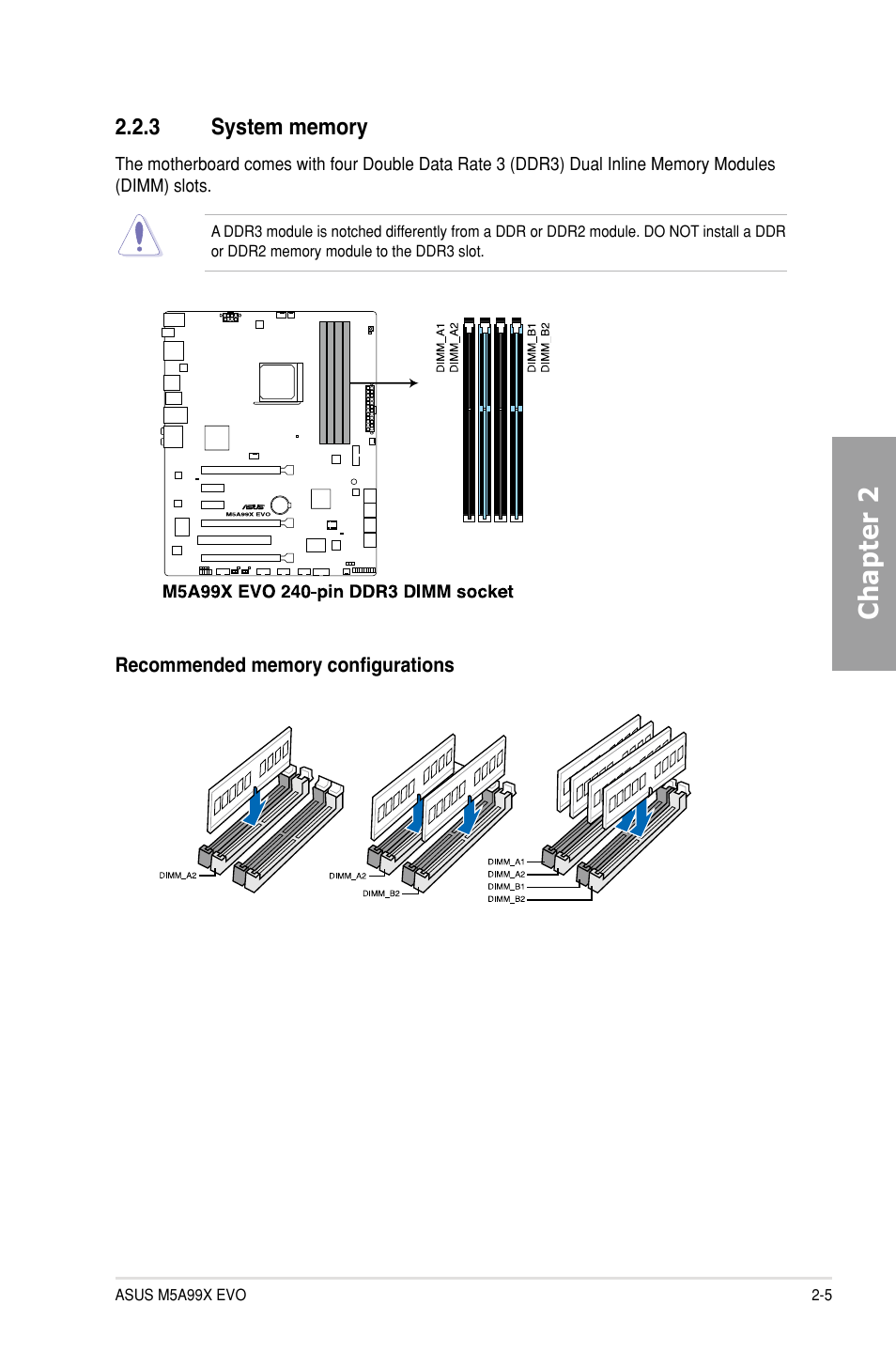 3 system memory, System memory -5, Chapter 2 | Asus M5A99X EVO User Manual | Page 23 / 138