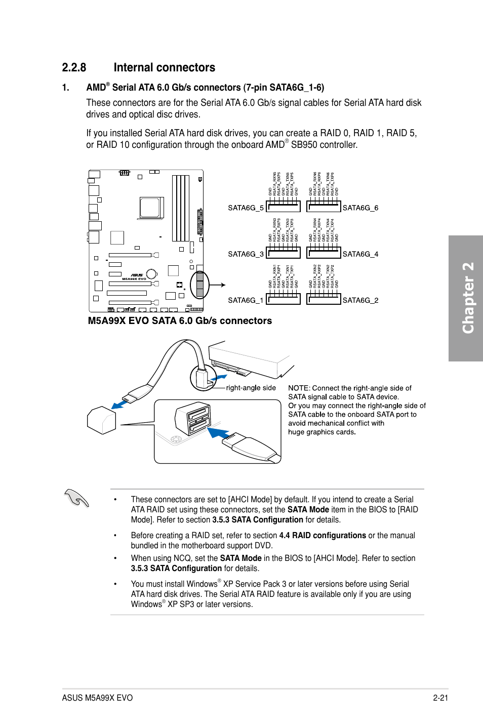 8 internal connectors, Internal connectors -21, Chapter 2 | Asus M5A99X EVO User Manual | Page 39 / 138