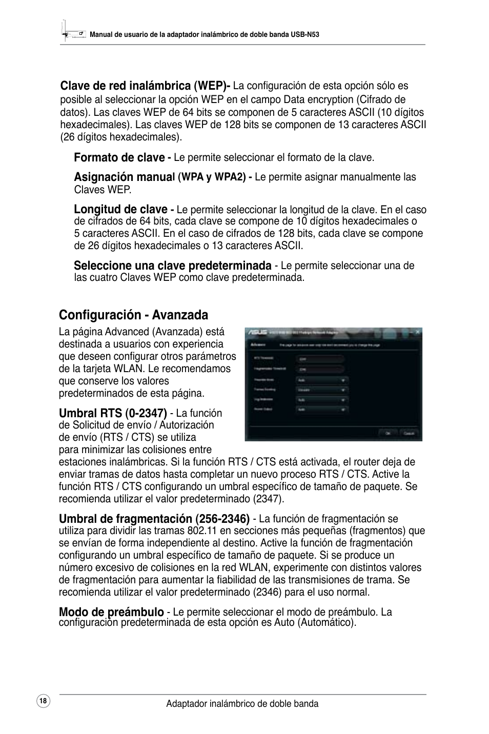 Configuración - avanzada | Asus USB-N53 User Manual | Page 21 / 34