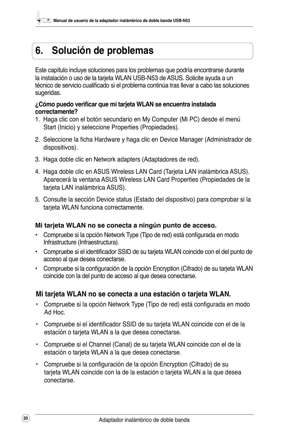 Solución de problemas | Asus USB-N53 User Manual | Page 23 / 34