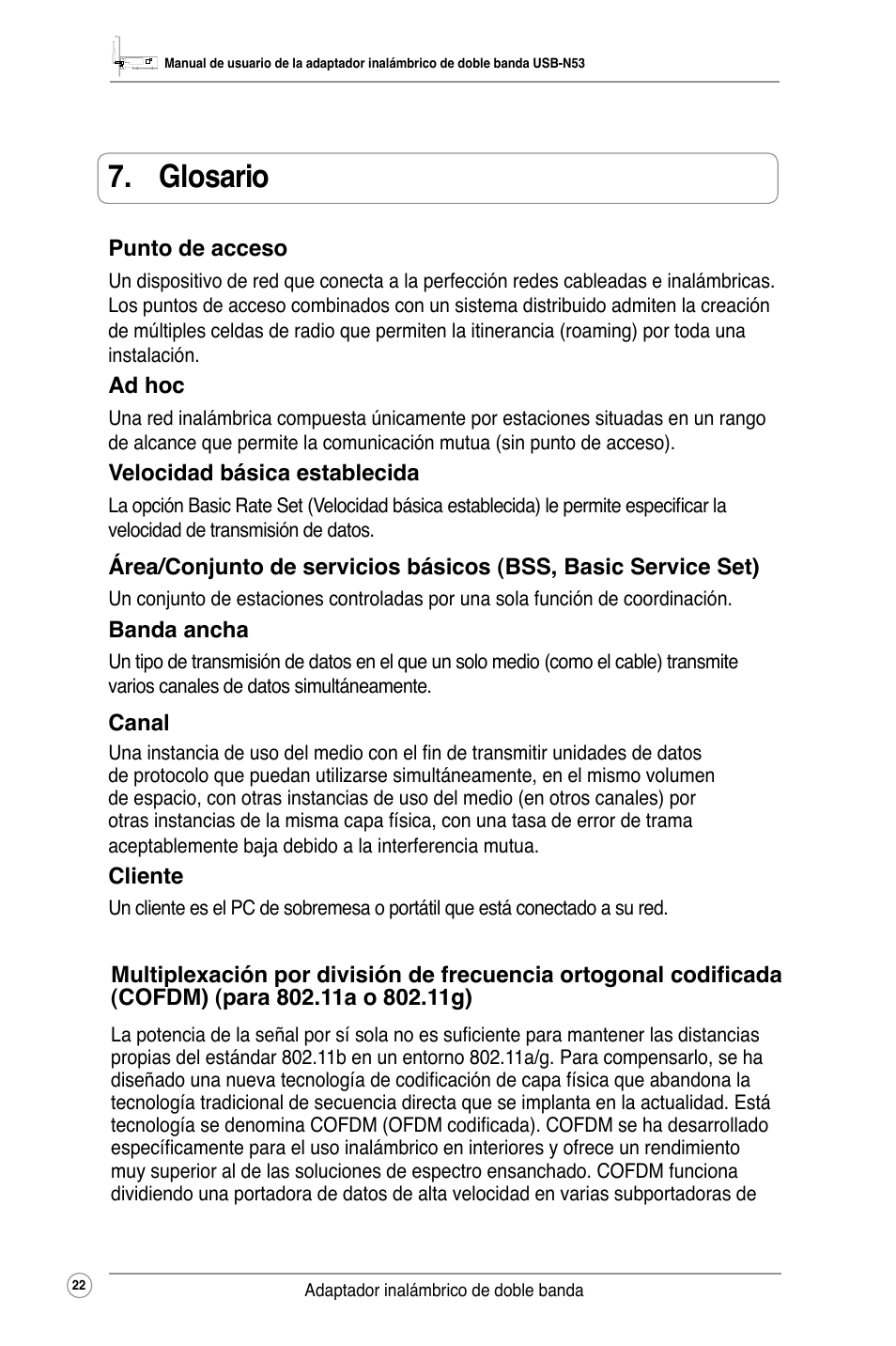 Glosario | Asus USB-N53 User Manual | Page 25 / 34