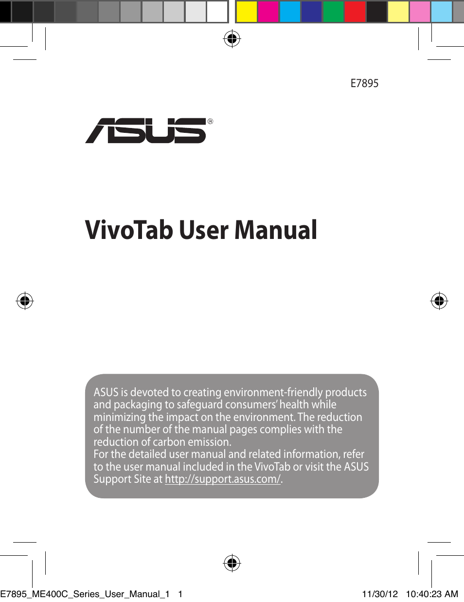 Asus VivoTab Smart User Manual | 22 pages