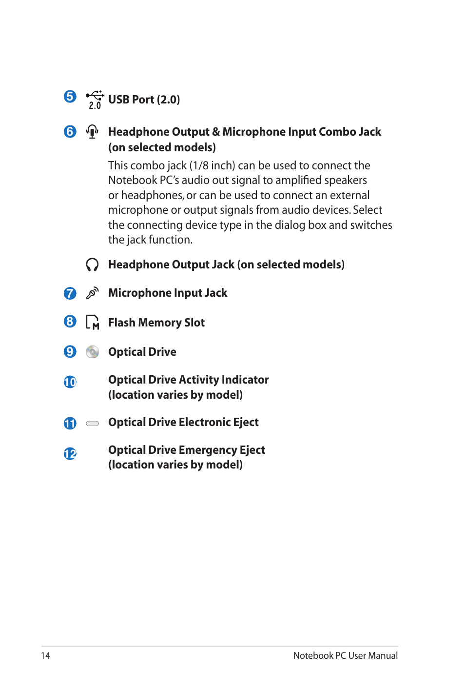 Asus K42JB User Manual | Page 14 / 30