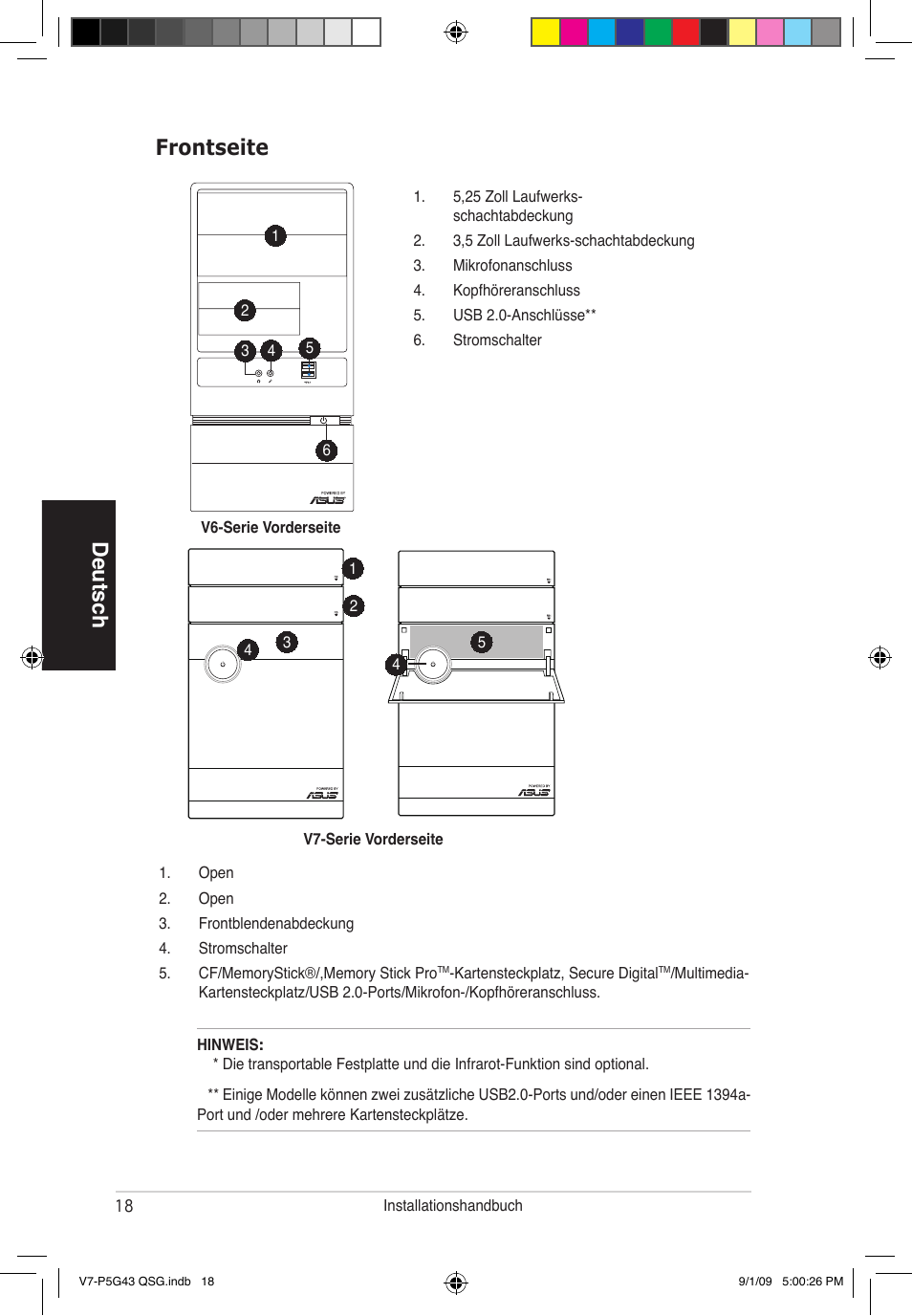 Deutsch frontseite | Asus V6-P5G31E User Manual | Page 18 / 80