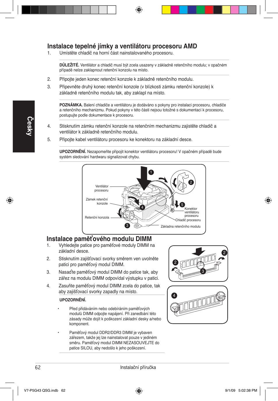 Instalace paměťového modulu dimm | Asus V6-P5G31E User Manual | Page 62 / 80