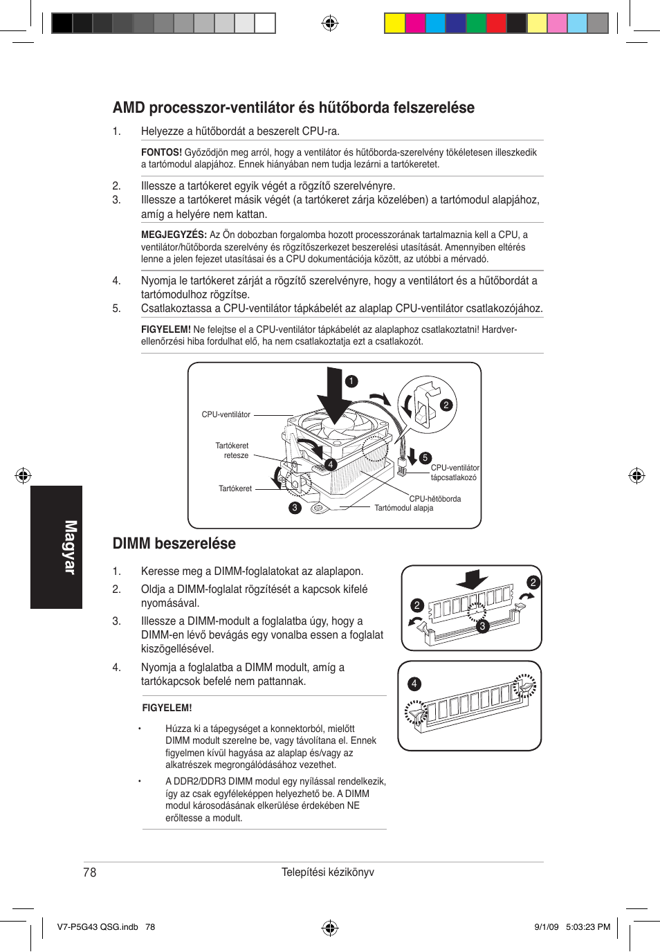 Dimm beszerelése | Asus V6-P5G31E User Manual | Page 78 / 80