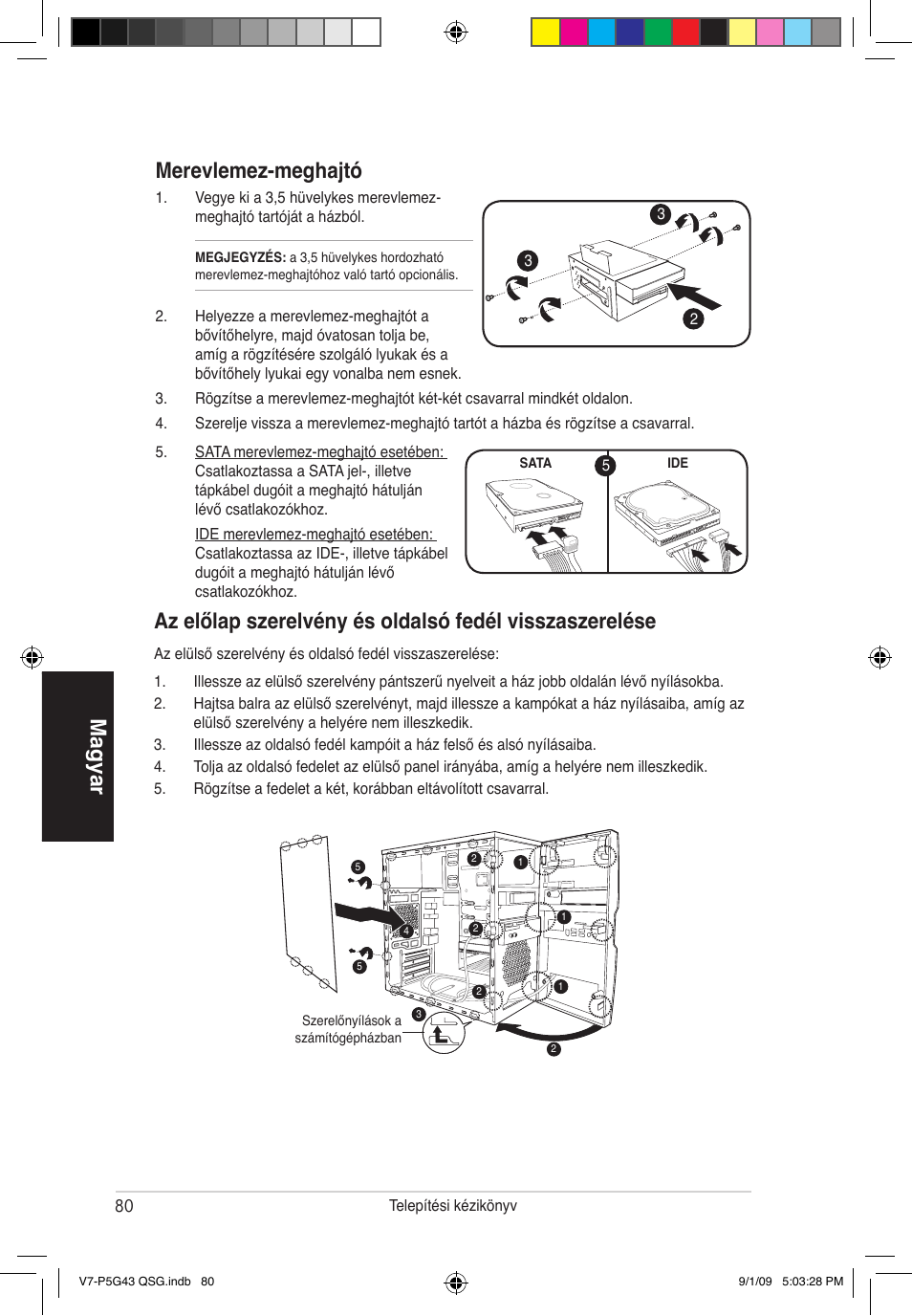 Magyar merevlemez-meghajtó | Asus V6-P5G31E User Manual | Page 80 / 80