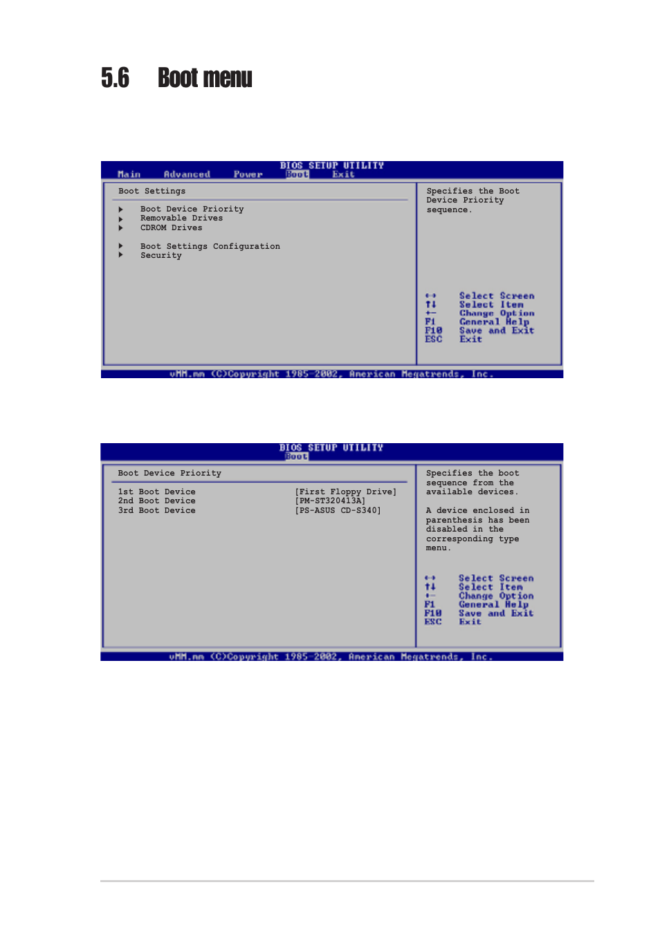 6 boot menu, 1 boot device priority, 1st ~ xxth boot device [1st floppy drive | Asus T2-P User Manual | Page 119 / 130