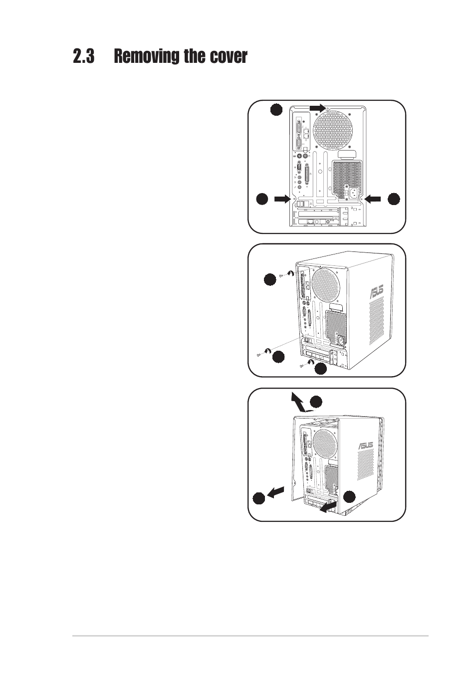 3 removing the cover | Asus T2-P User Manual | Page 25 / 130