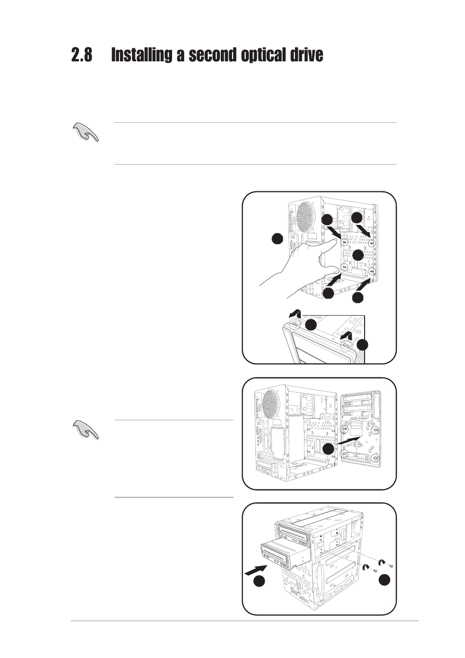 8 installing a second optical drive | Asus T2-P User Manual | Page 35 / 130