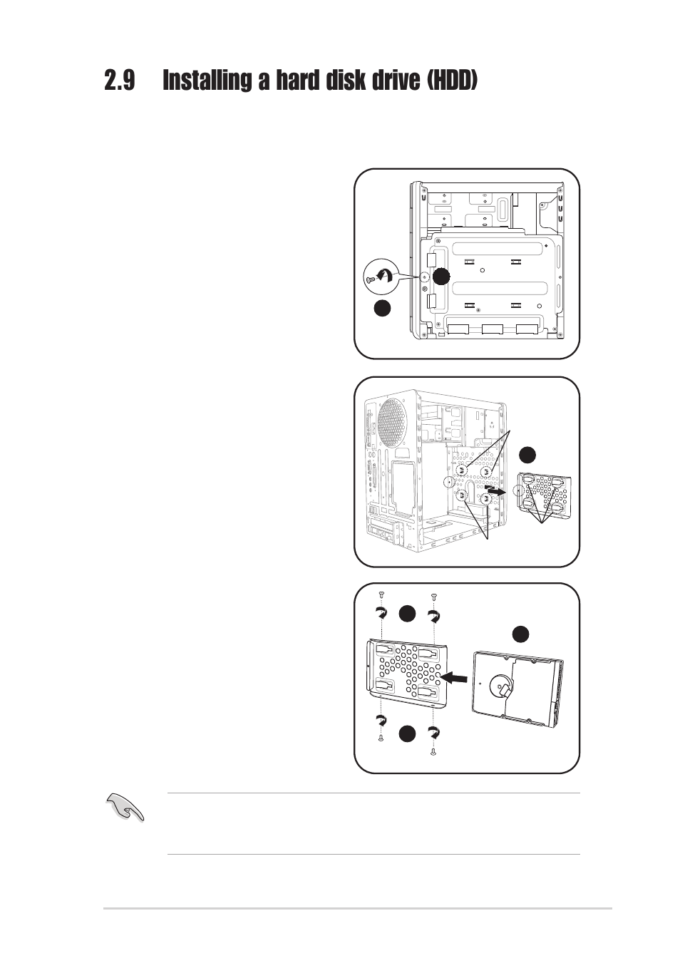 9 installing a hard disk drive (hdd) | Asus T2-P User Manual | Page 37 / 130