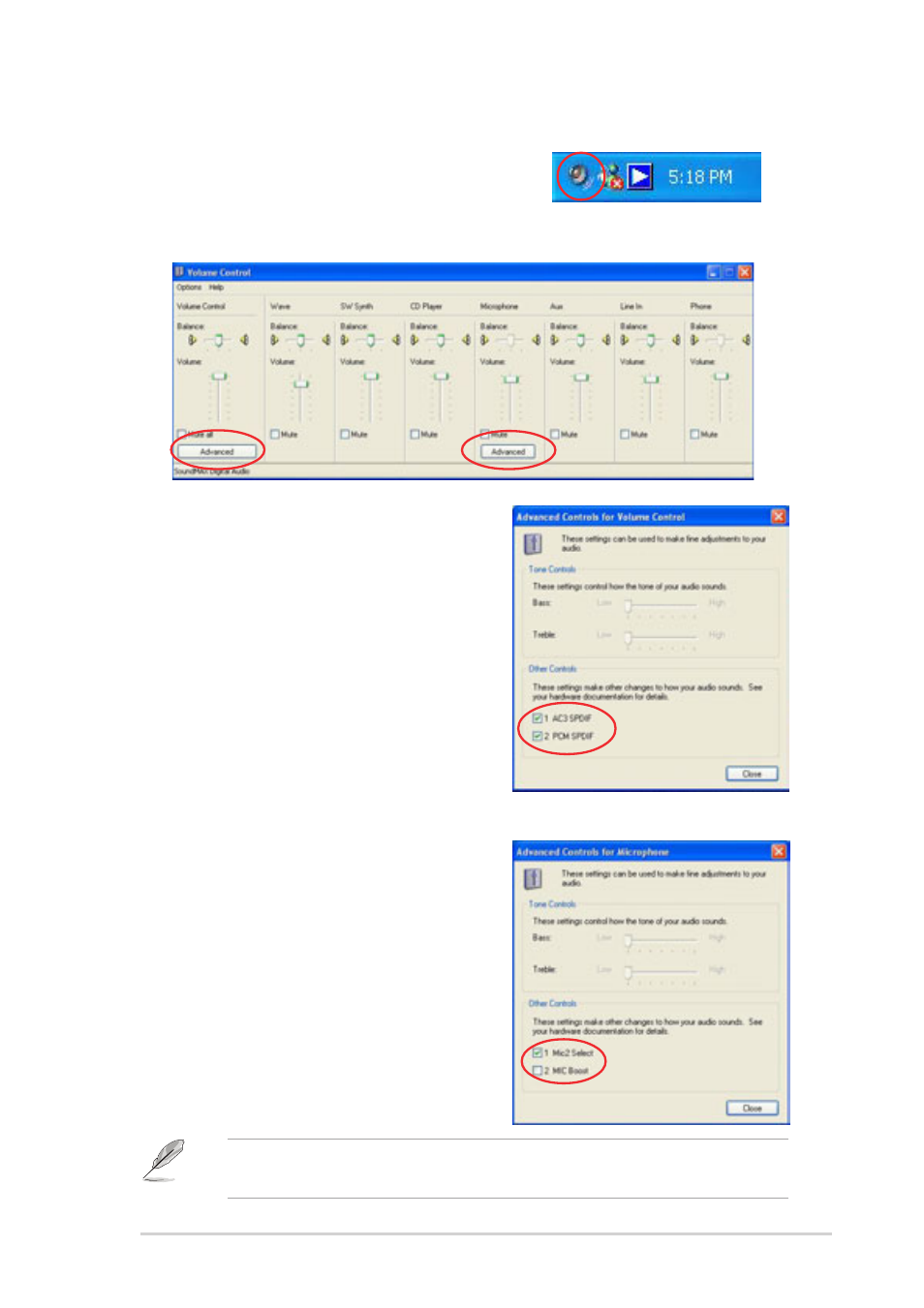 Adjusting the volume settings, Adjusting the microphone settings | Asus T2-P User Manual | Page 53 / 130