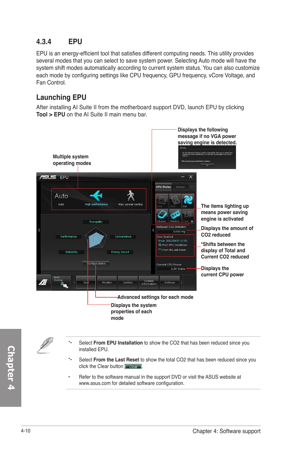4 epu, Epu -10, Chapter 4 | Launching epu | Asus P8Z77-M PRO User Manual | Page 122 / 170