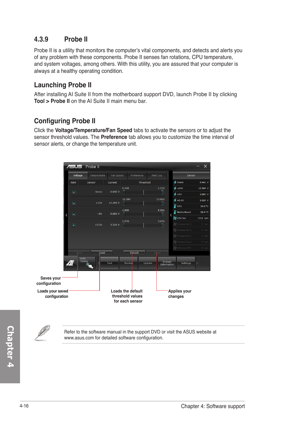 9 probe ii, Probe ii -16, Chapter 4 | Launching probe ii, Configuring probe ii | Asus P8Z77-M PRO User Manual | Page 128 / 170