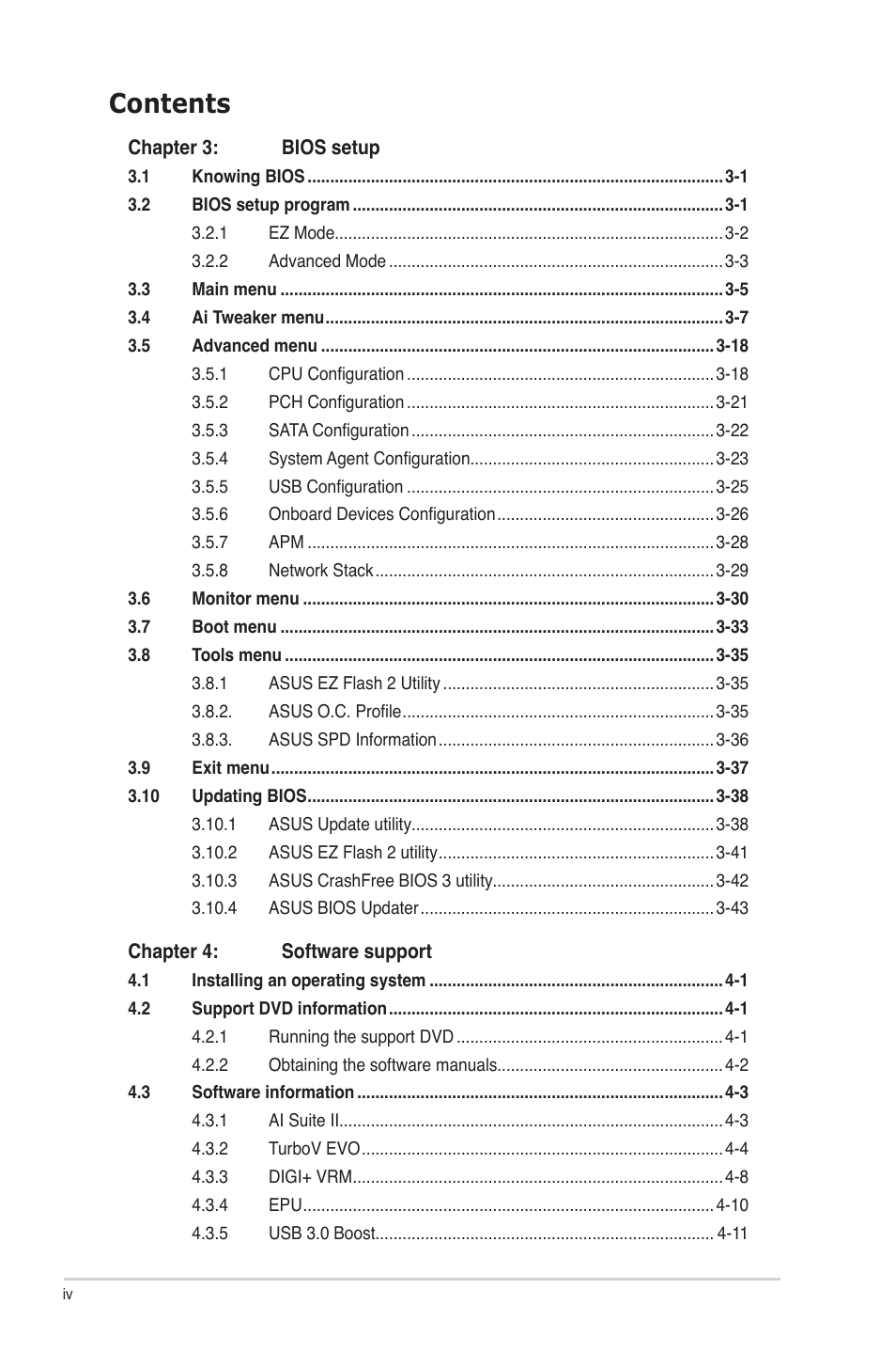 Asus P8Z77-M PRO User Manual | Page 4 / 170