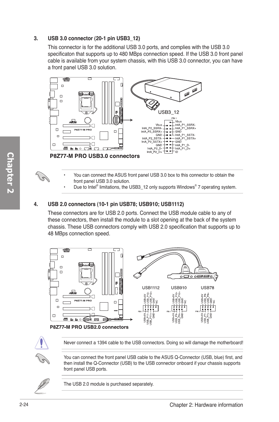 Chapter 2 | Asus P8Z77-M PRO User Manual | Page 44 / 170