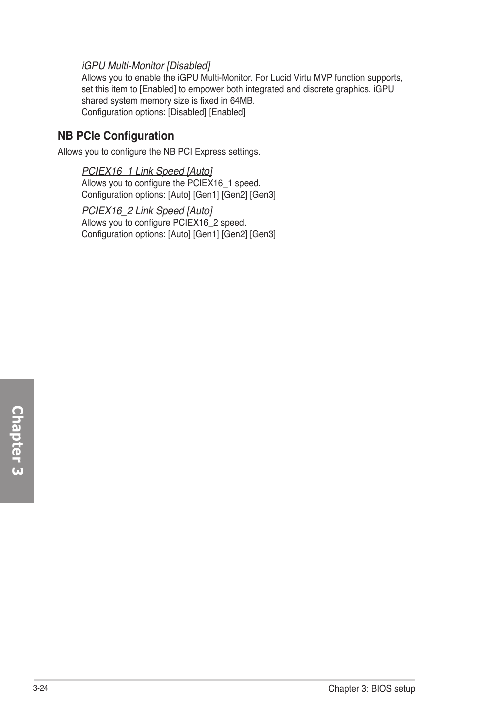 Chapter 3, Nb pcie configuration | Asus P8Z77-M PRO User Manual | Page 92 / 170