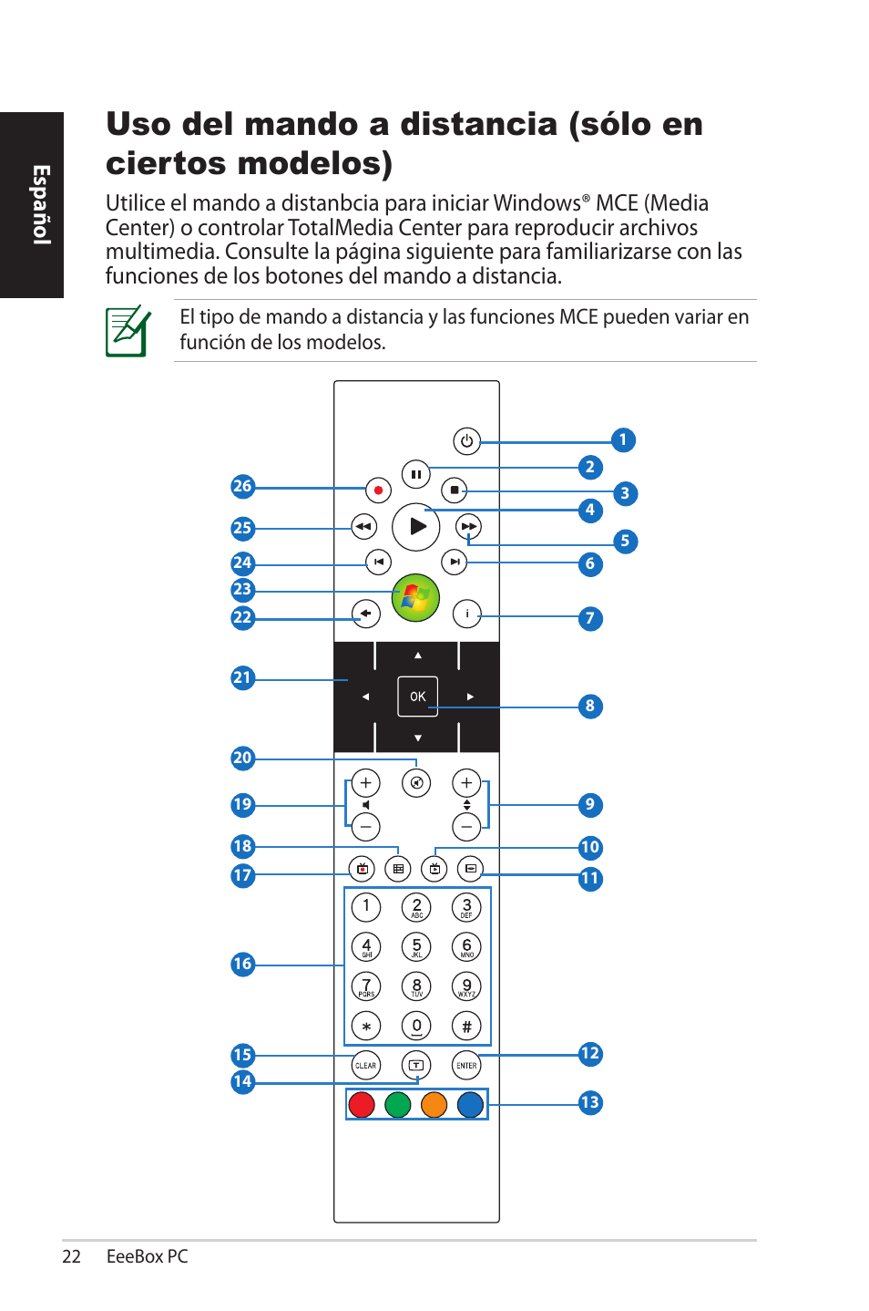 Español | Asus EB1501 User Manual | Page 22 / 46