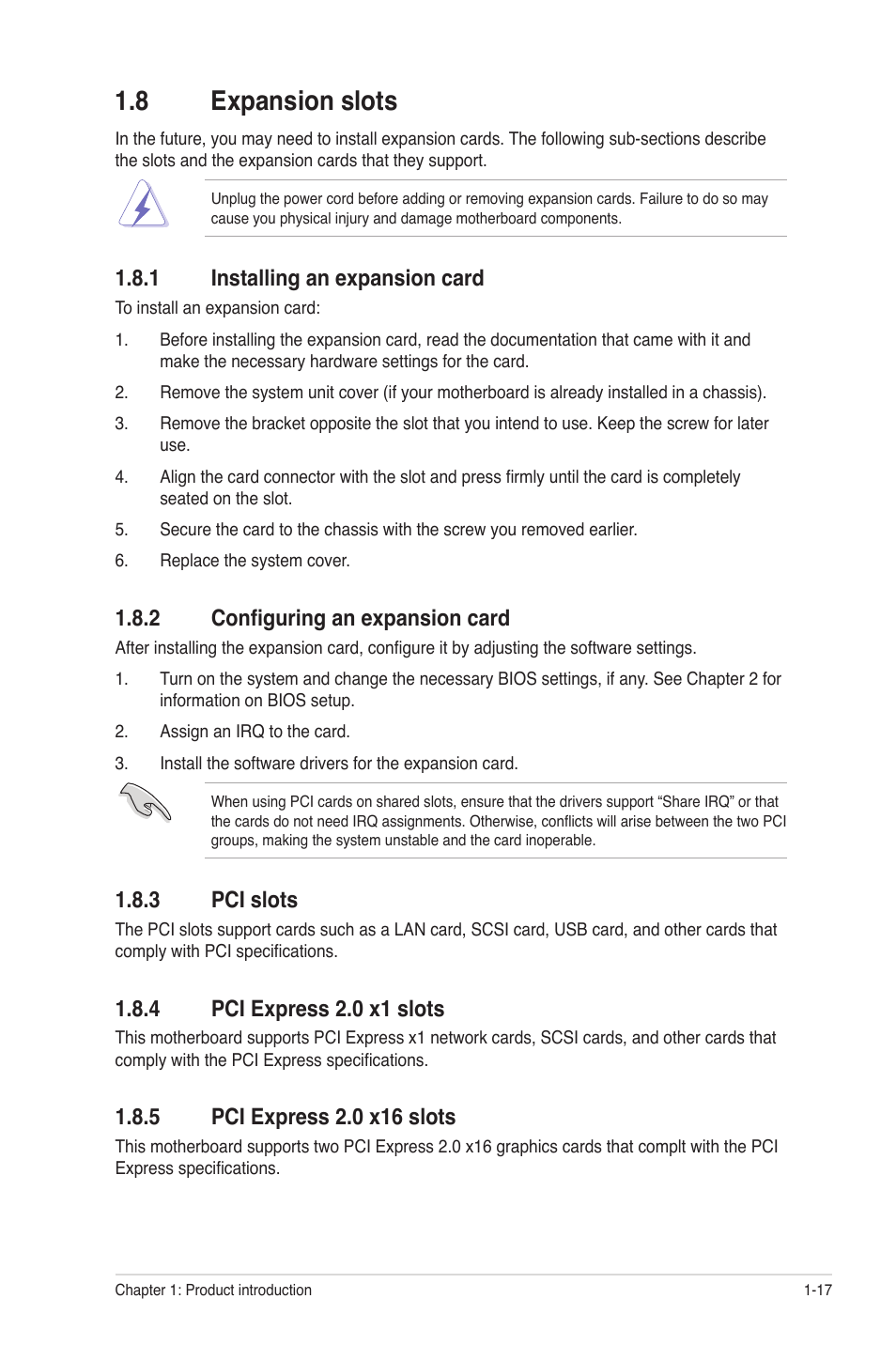 8 expansion slots, 1 installing an expansion card, 2 configuring an expansion card | 3 pci slots, 4 pci express 2.0 x1 slots, 5 pci express 2.0 x16 slots | Asus M4A87TD EVO User Manual | Page 29 / 76