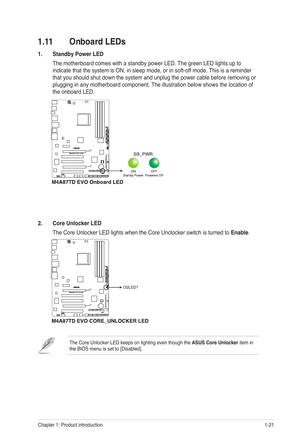 11 onboard leds | Asus M4A87TD EVO User Manual | Page 33 / 76