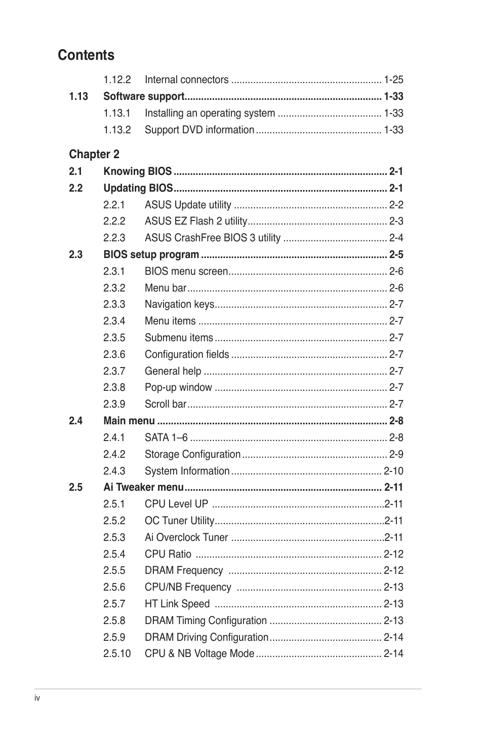 Asus M4A87TD EVO User Manual | Page 4 / 76