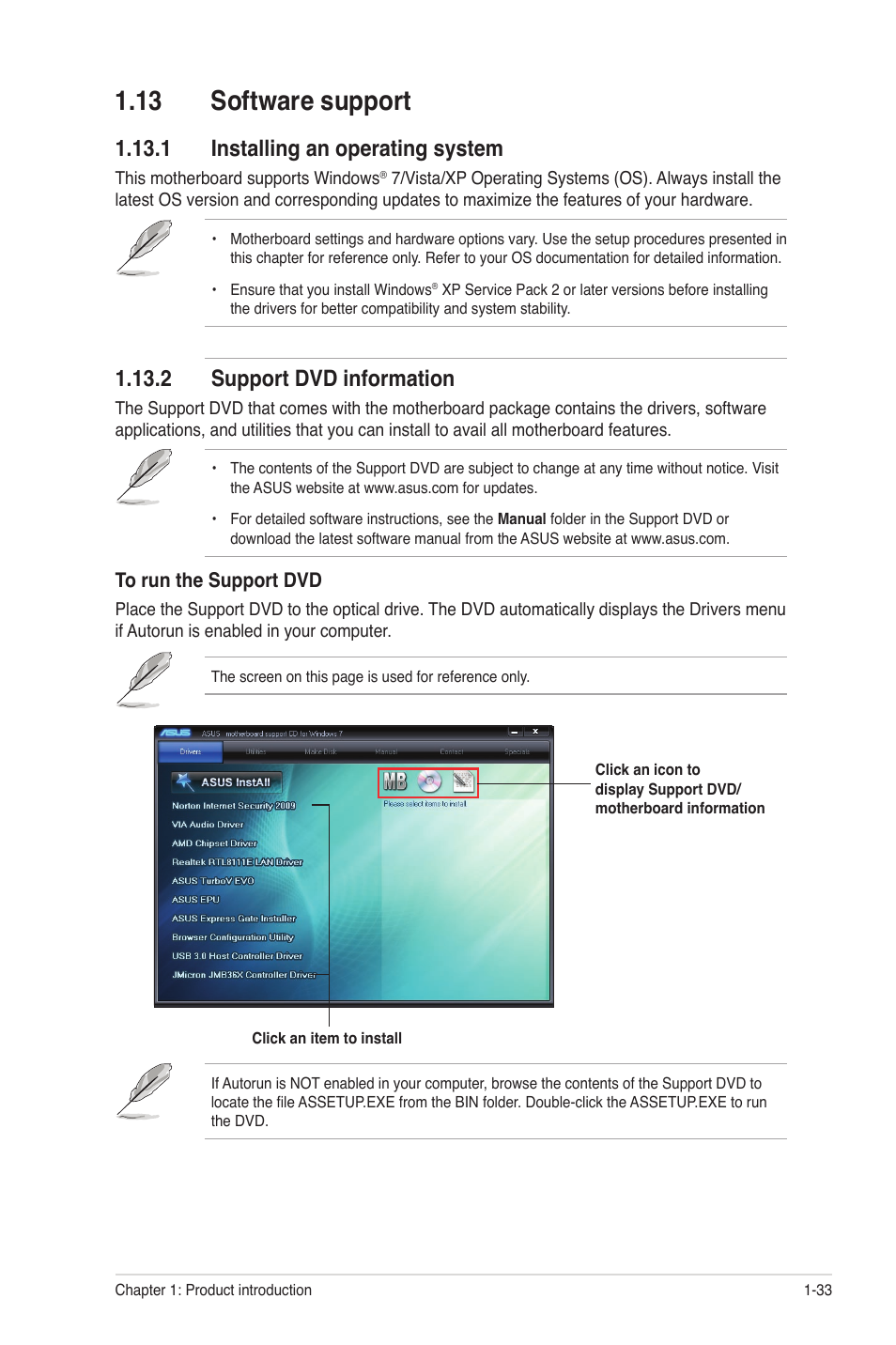 13 software support, 1 installing an operating system, 2 support dvd information | Asus M4A87TD EVO User Manual | Page 45 / 76