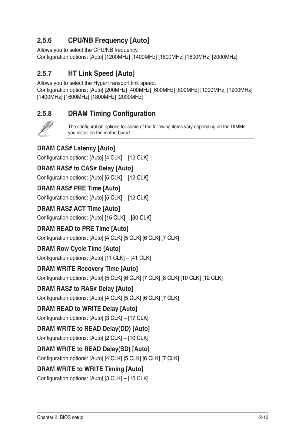 6 cpu/nb frequency [auto, 7 ht link speed [auto, 8 dram timing configuration | Asus M4A87TD EVO User Manual | Page 59 / 76