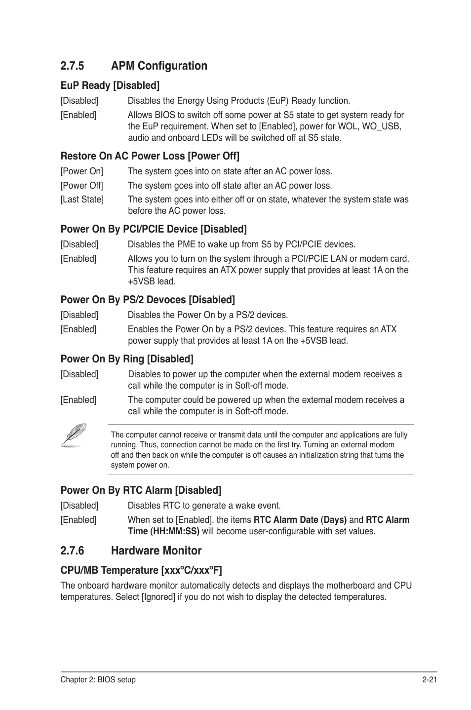 5 apm configuration, 6 hardware monitor | Asus M4A87TD EVO User Manual | Page 67 / 76