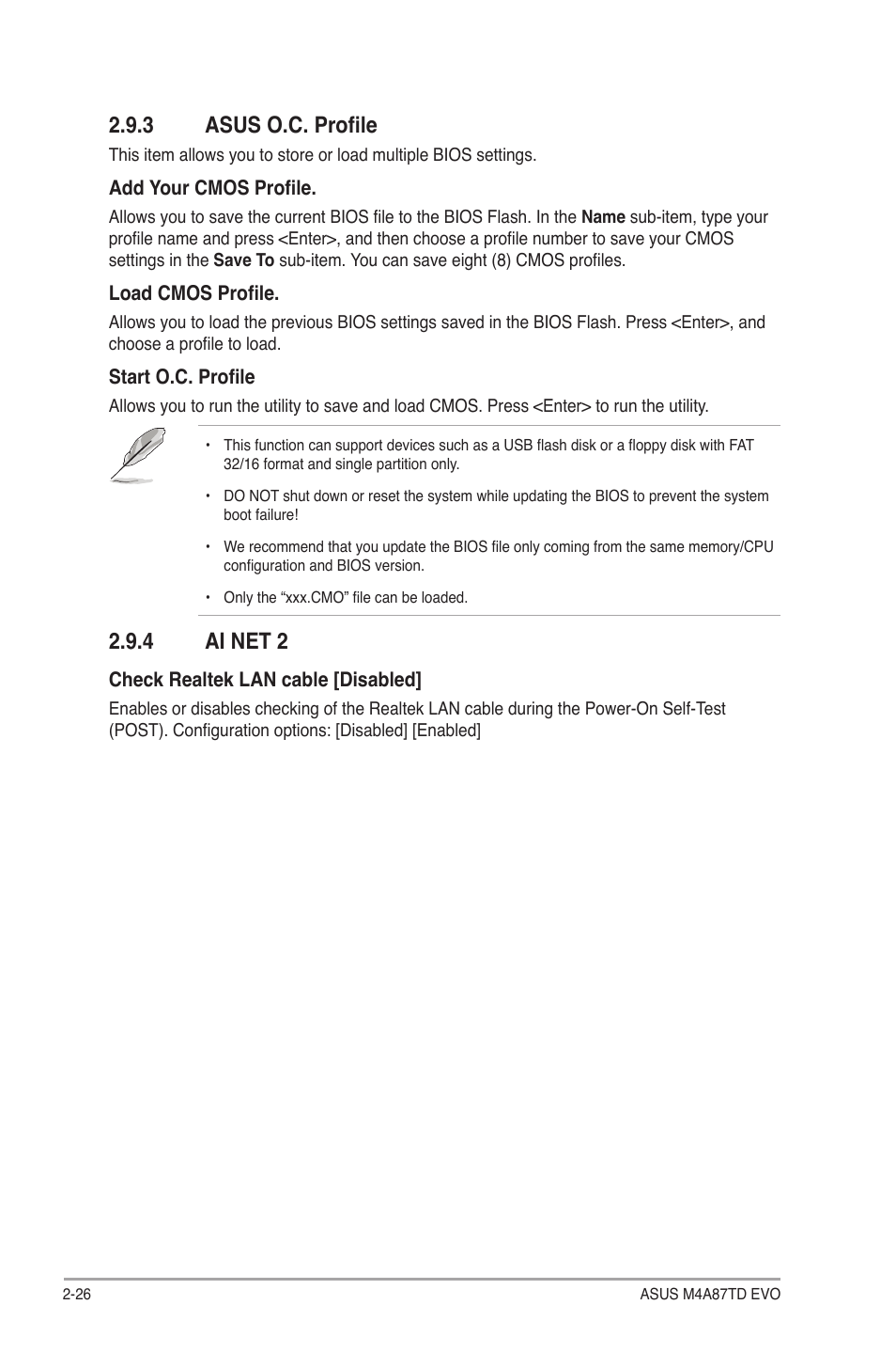 3 asus o.c. profile, 4 ai net 2 | Asus M4A87TD EVO User Manual | Page 72 / 76