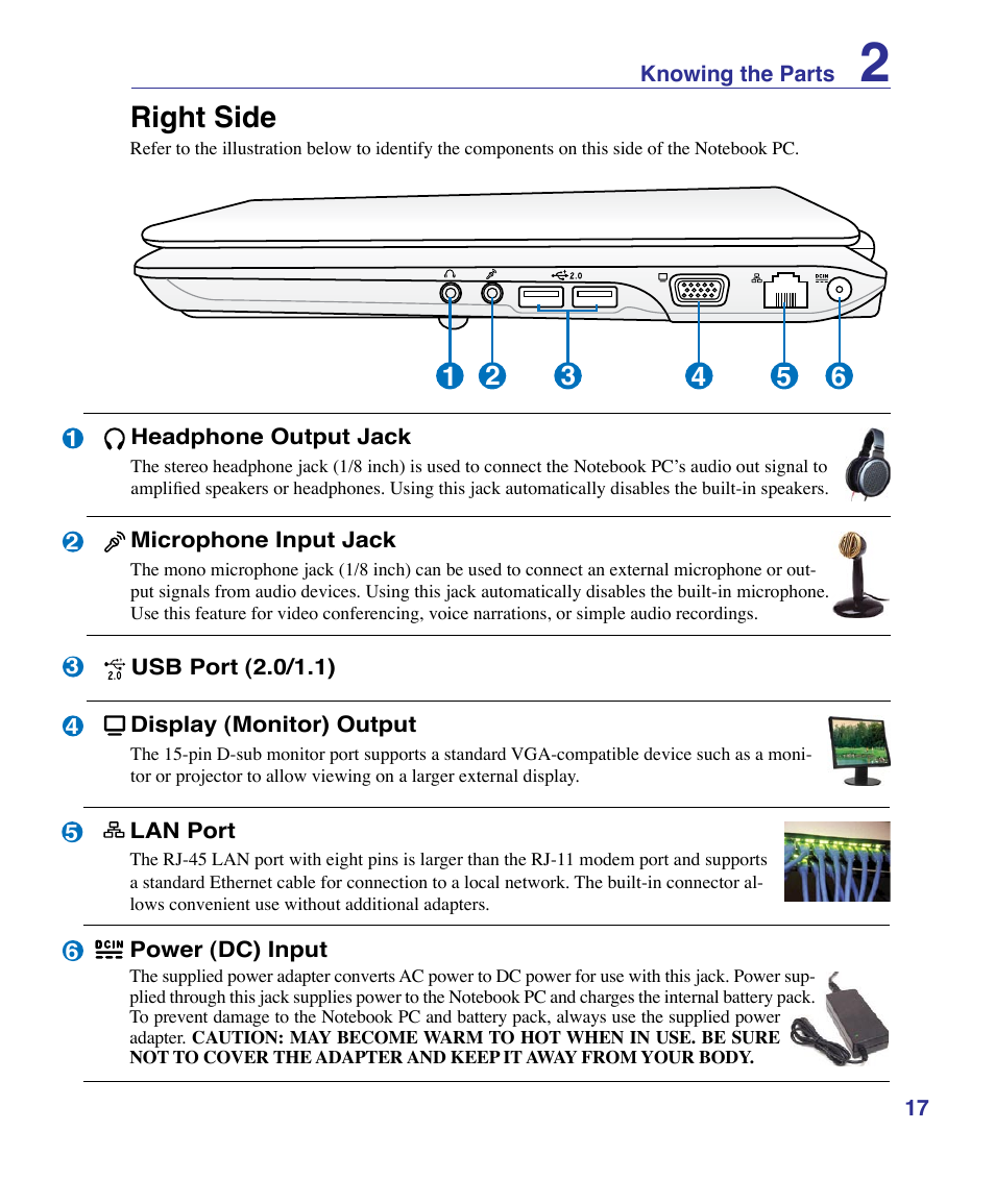 Right side | Asus K51AE User Manual | Page 17 / 79