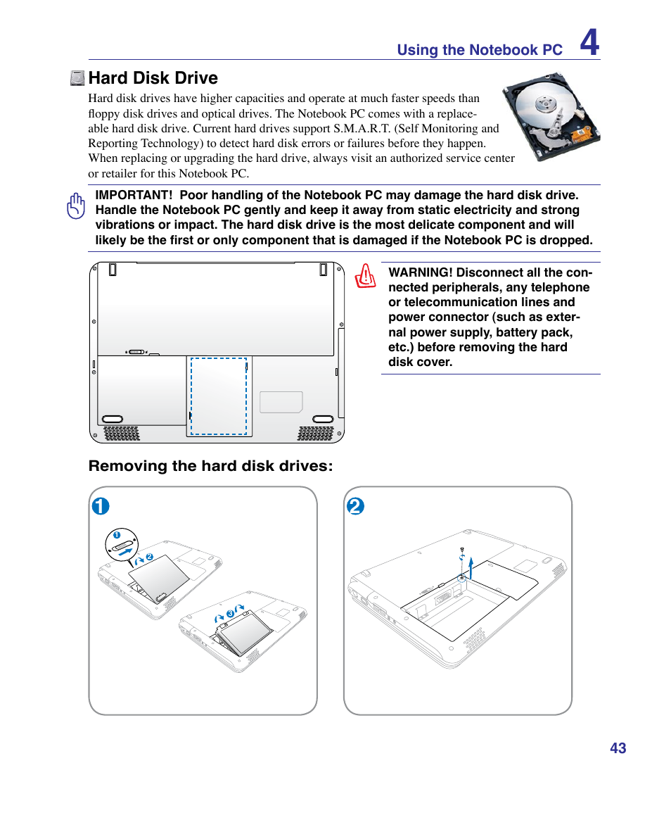 Hard disk drive | Asus K51AE User Manual | Page 43 / 79