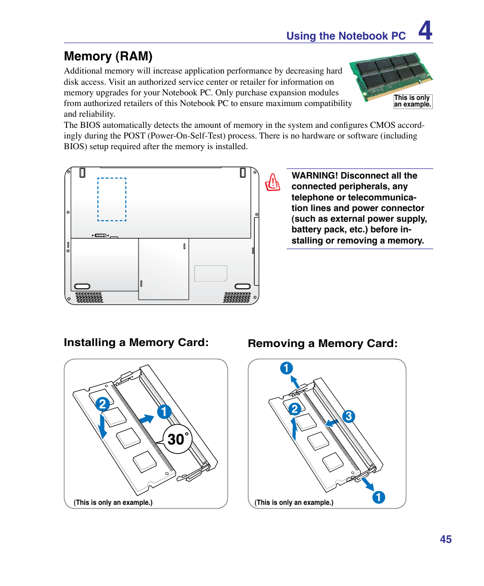 Memory (ram) | Asus K51AE User Manual | Page 45 / 79