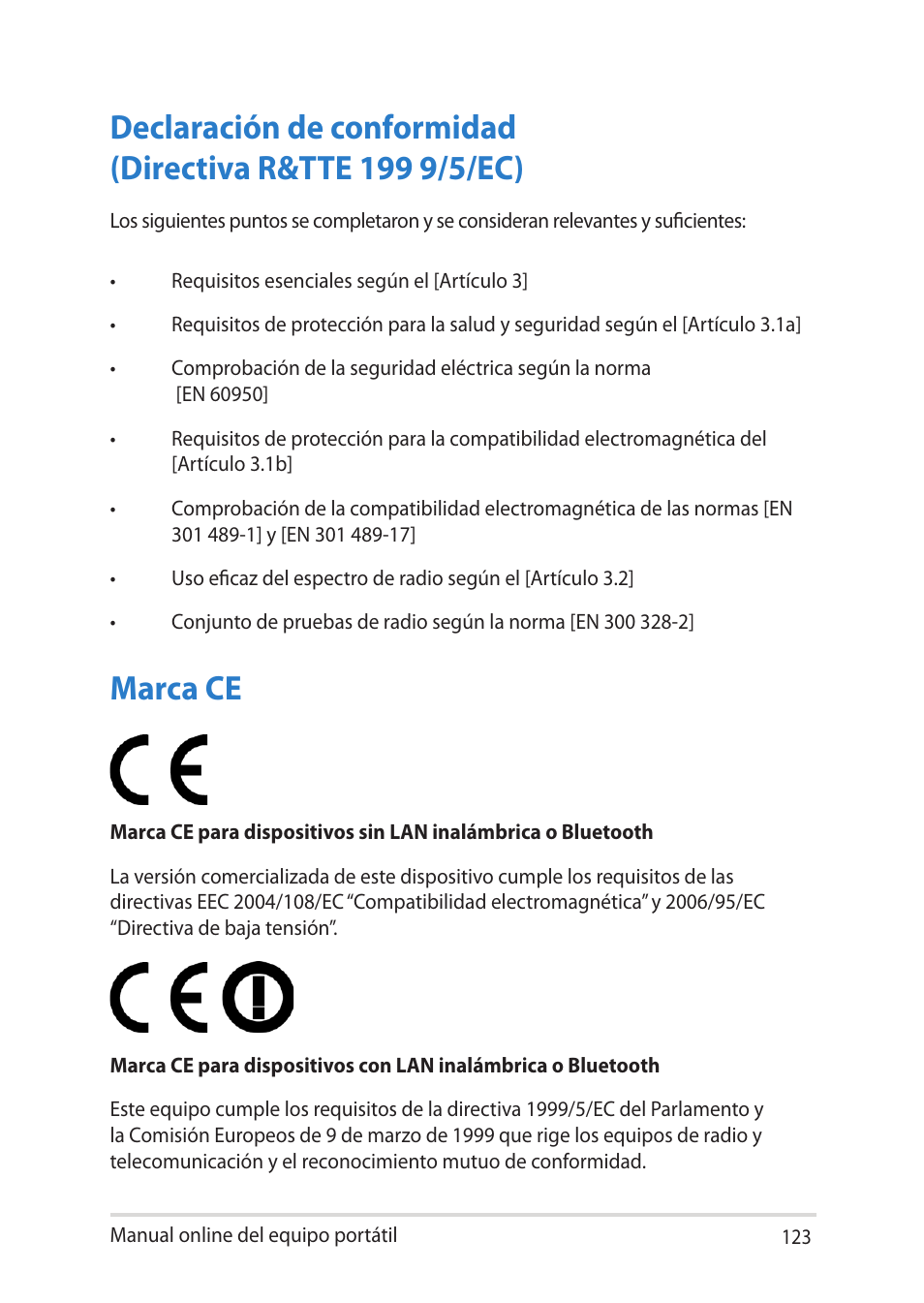 Marca ce | Asus V451LN User Manual | Page 123 / 136