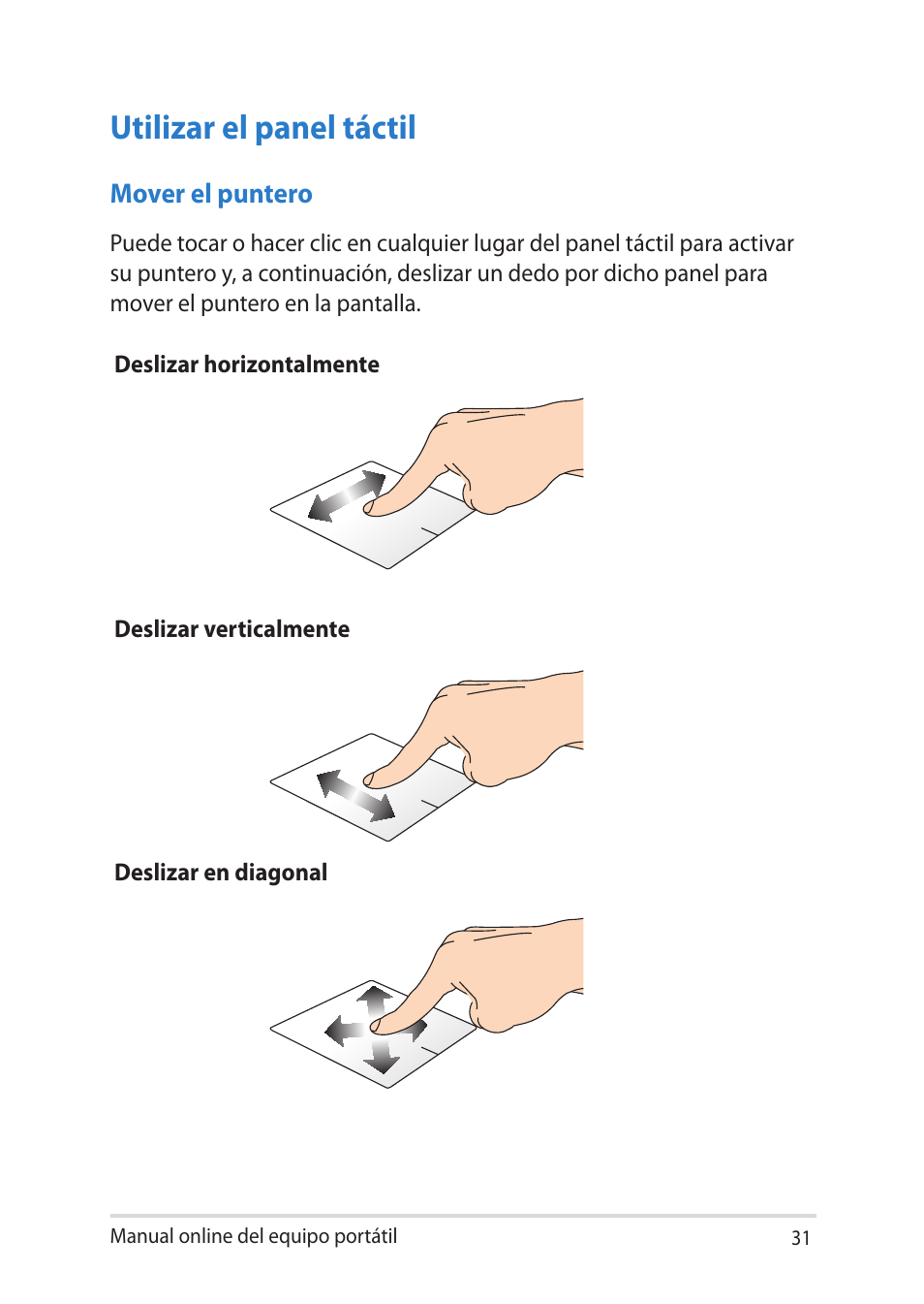 Utilizar el panel táctil | Asus V451LN User Manual | Page 31 / 136