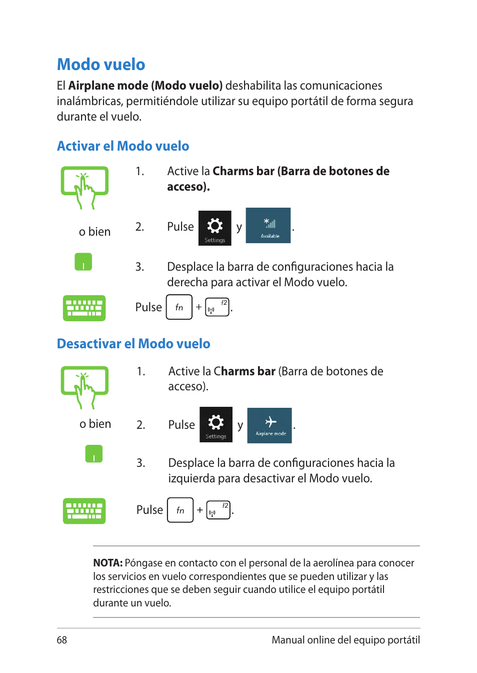 Modo vuelo | Asus V451LN User Manual | Page 68 / 136