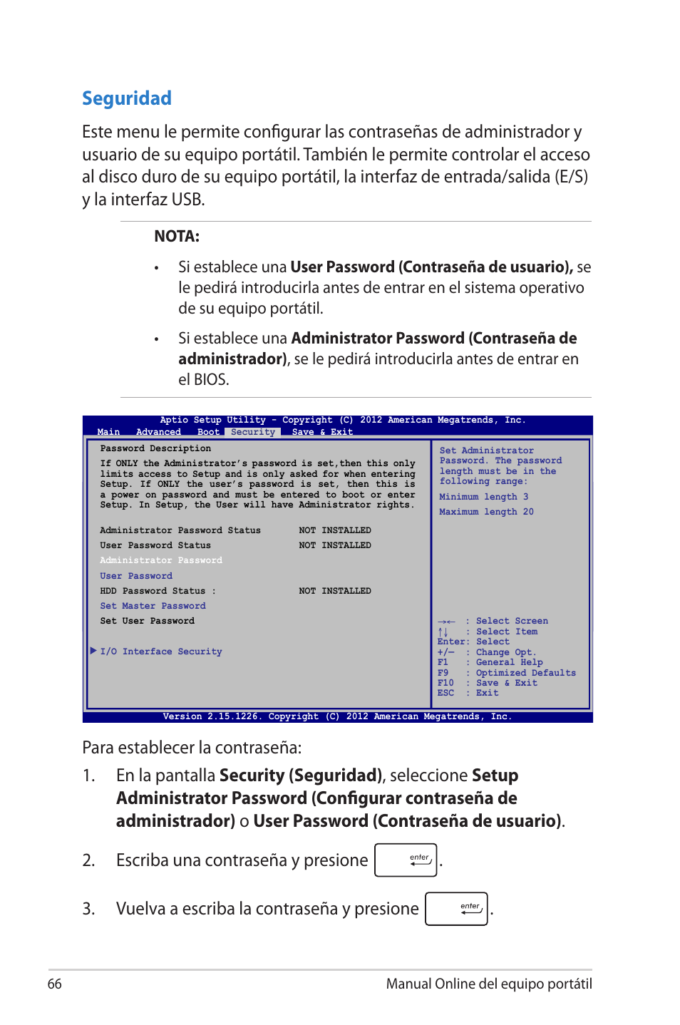 Seguridad | Asus 1015E User Manual | Page 66 / 100