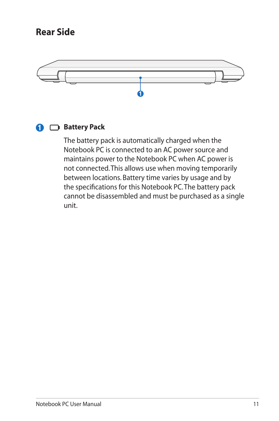 Rear side | Asus UL30VT User Manual | Page 11 / 26