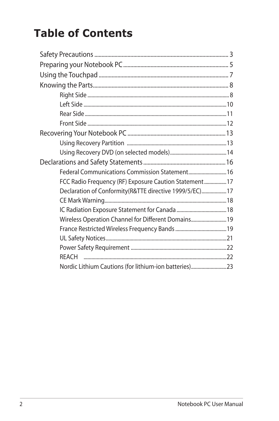 Asus UL30VT User Manual | Page 2 / 26