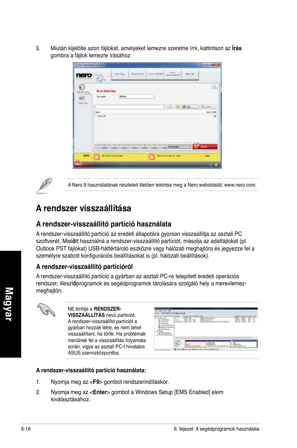 Mag ya r m ag ya r m ag ya r m ag ya r, A rendszer visszaállítása | Asus CM1630 User Manual | Page 236 / 410