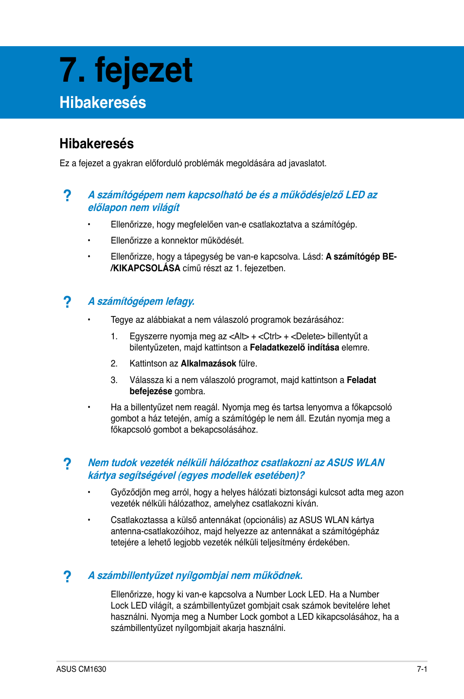 Fejezet, Hibakeresés | Asus CM1630 User Manual | Page 239 / 410