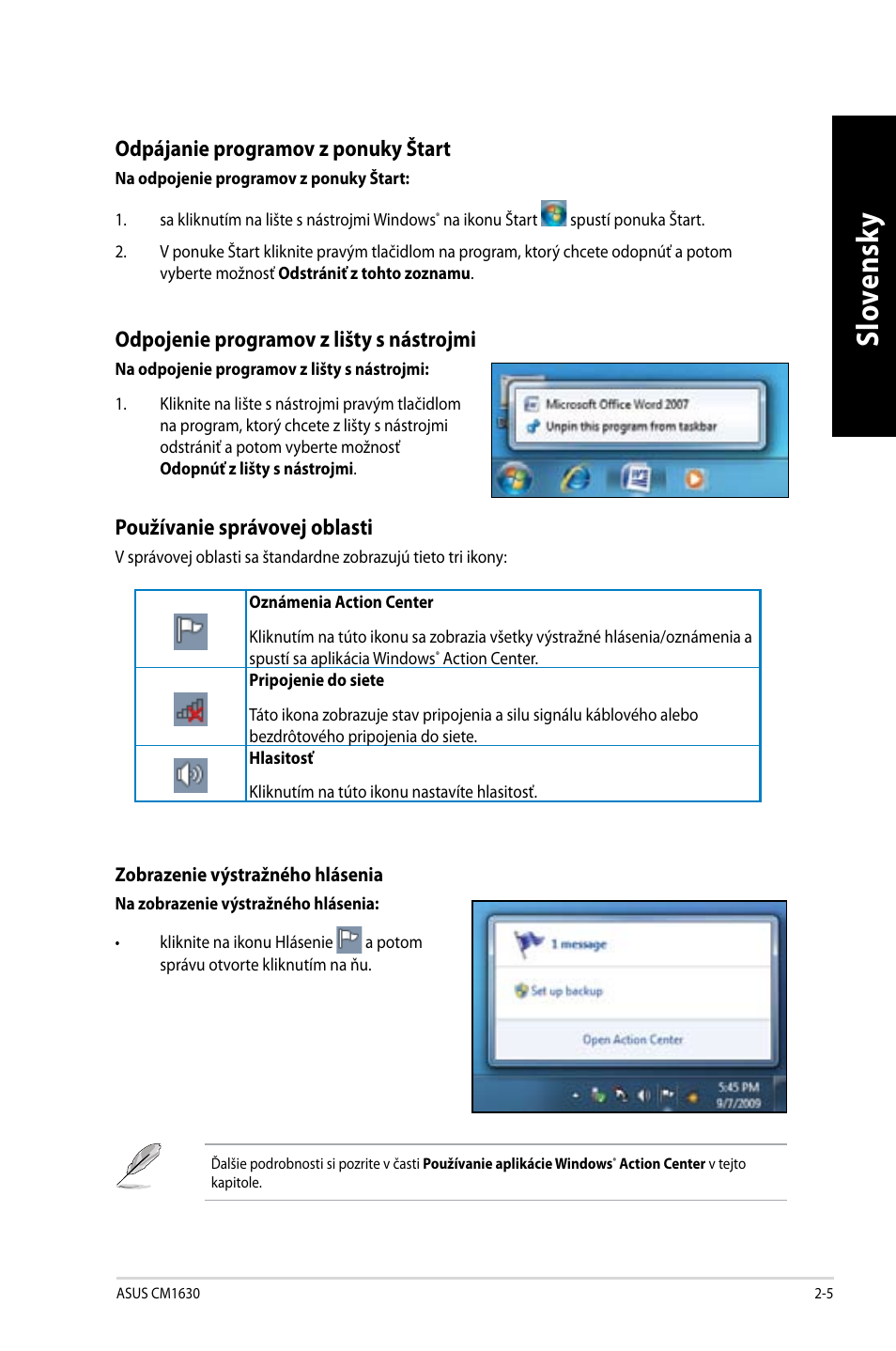 Slo ve ns ky sl ov en sk y | Asus CM1630 User Manual | Page 269 / 410