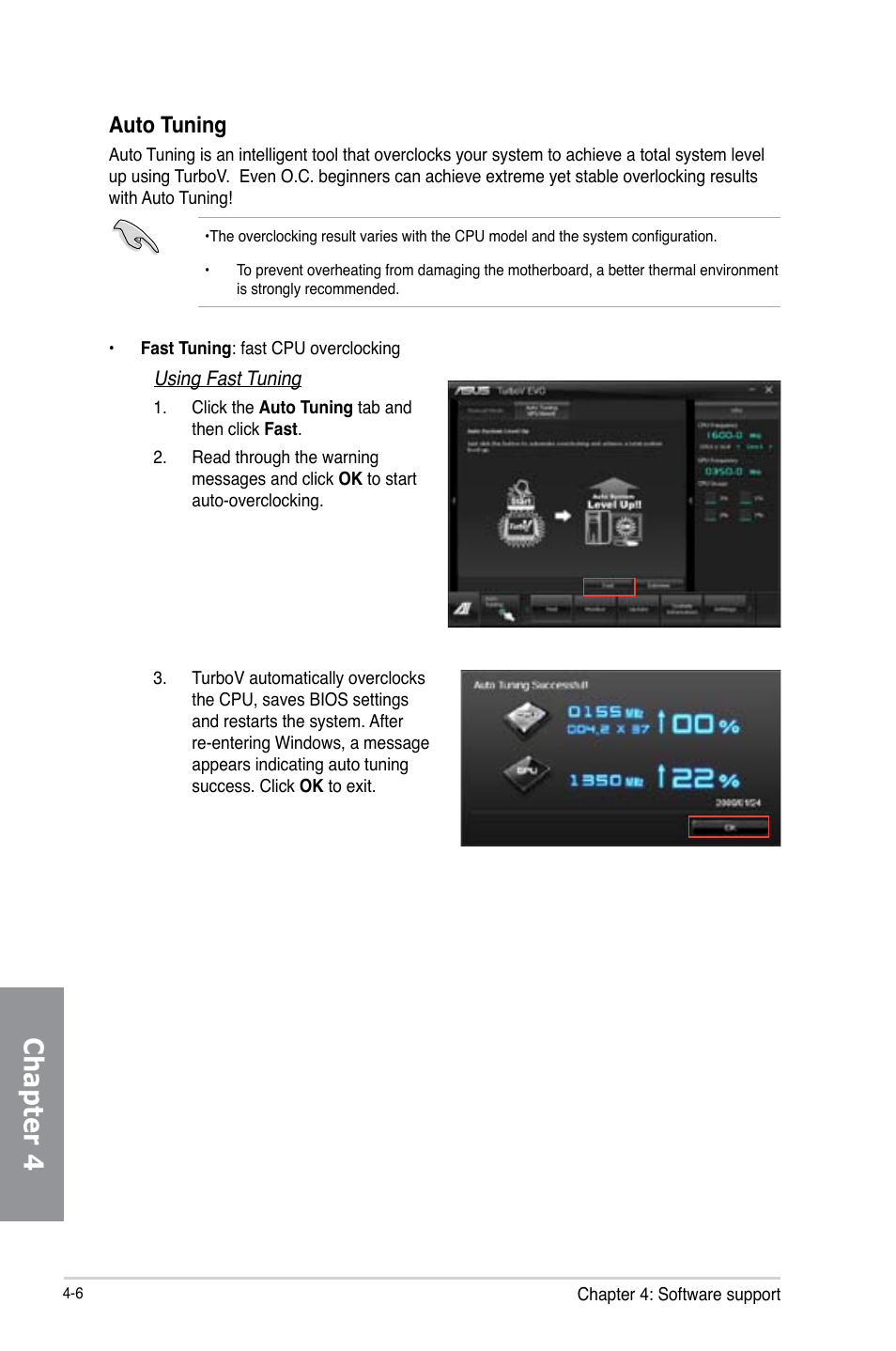 Chapter 4, Auto tuning | Asus P8Z77-V LX User Manual | Page 108 / 144