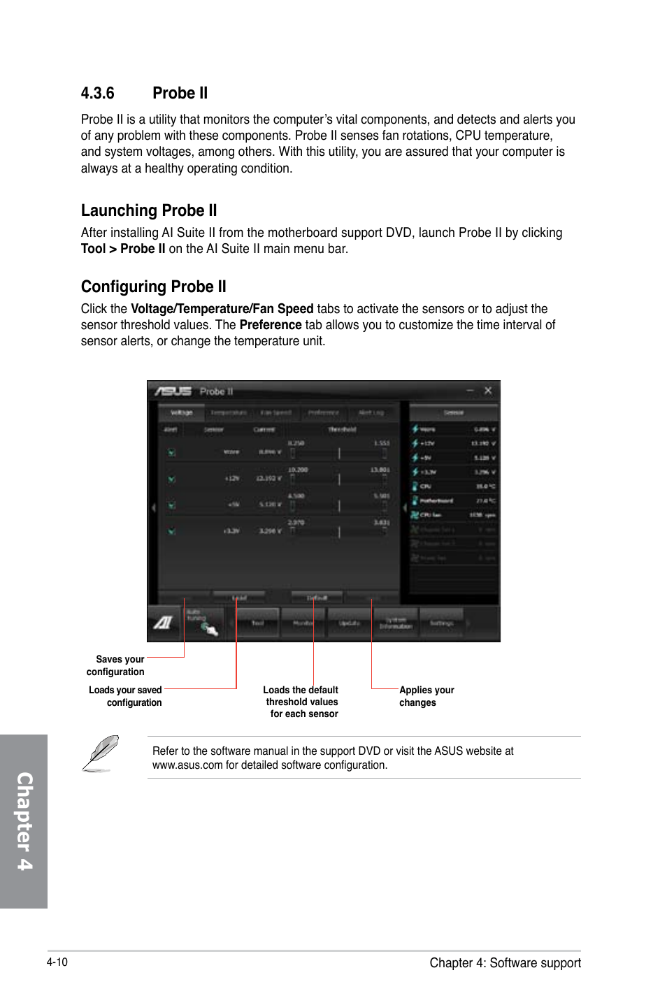 6 probe ii, Probe ii -10, Chapter 4 | Launching probe ii, Configuring probe ii | Asus P8Z77-V LX User Manual | Page 112 / 144