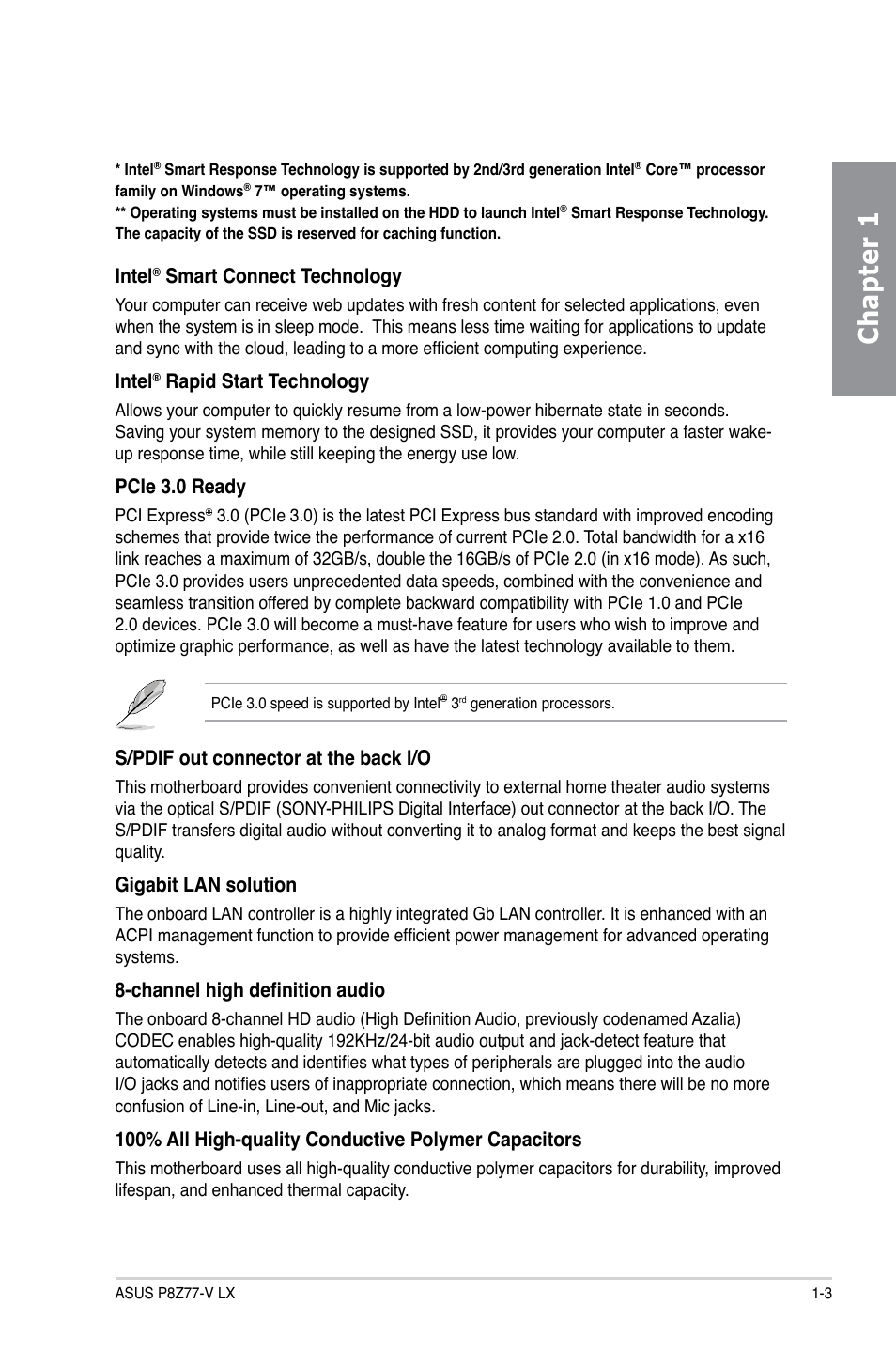 Chapter 1 | Asus P8Z77-V LX User Manual | Page 15 / 144